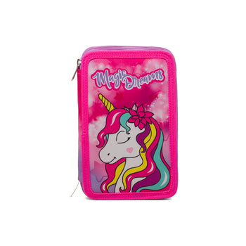 Astuccio a 3 cerniere fucsia con unicorno Magic Land, Idee Regalo Natale, SKU o945000293, Immagine 0